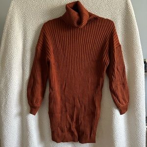 Orange/rust turtleneck sweater dress, size XS